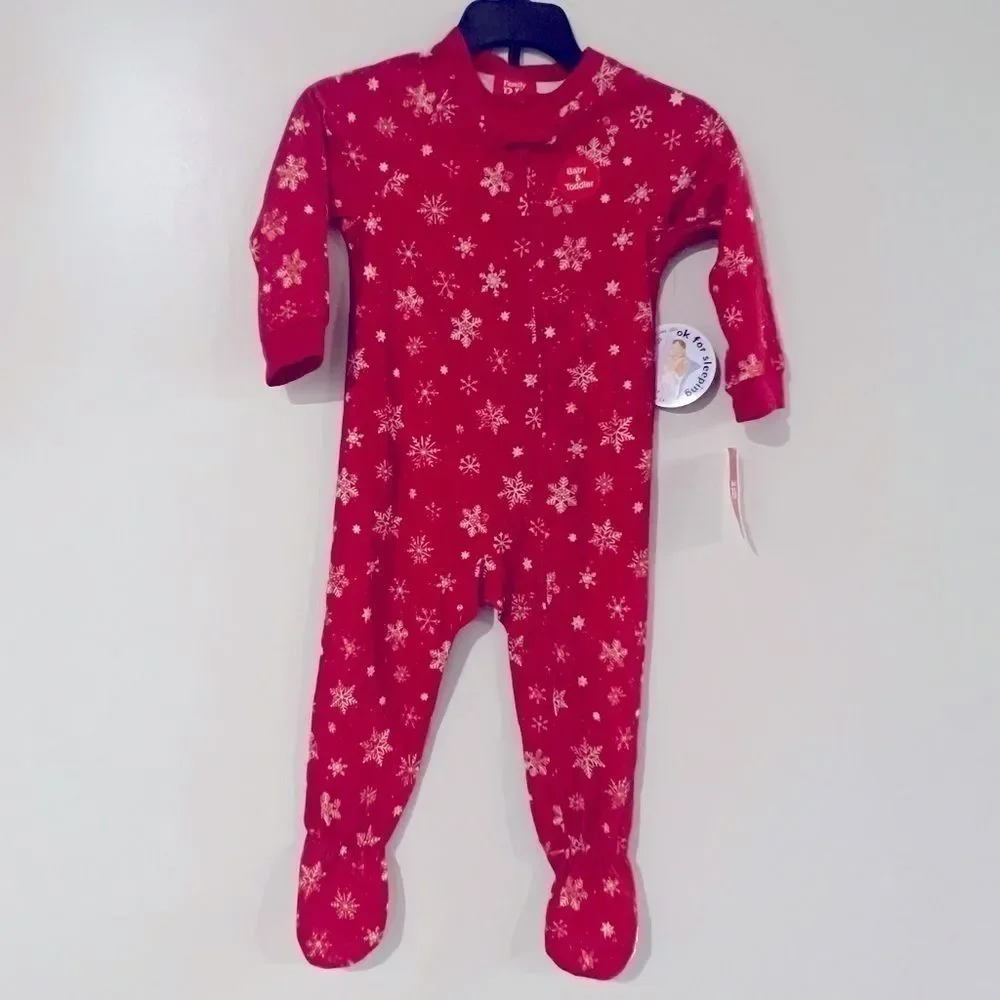 New Family Pajamas Matching Baby Merry Snowflake Footie One-Piece size 24 no